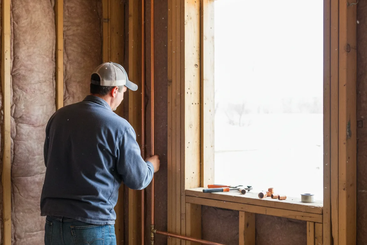 Licensed plumber running new copper supply lines in a Quincy home